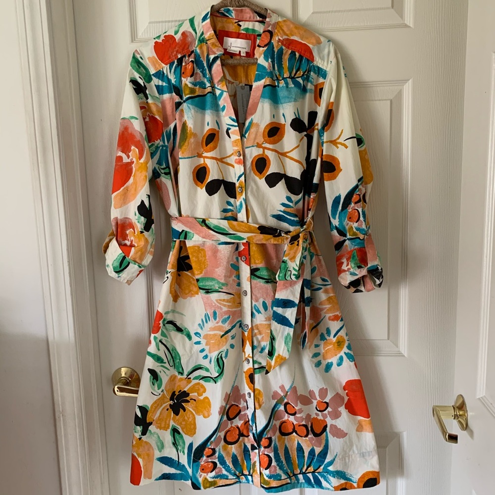 Anthropologie watercolor floral long sleeve dress